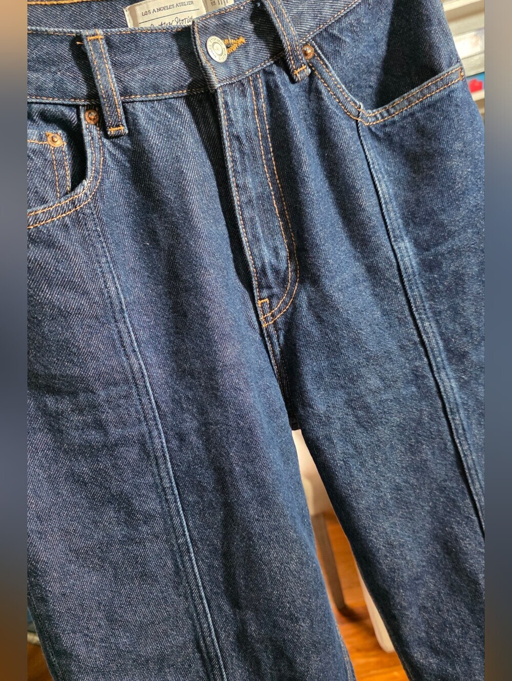 Los Angeles Atelier Wide Leg High-Waist Women's Jeans Fringe Hem Sz 26 New - Picture 4 of 8